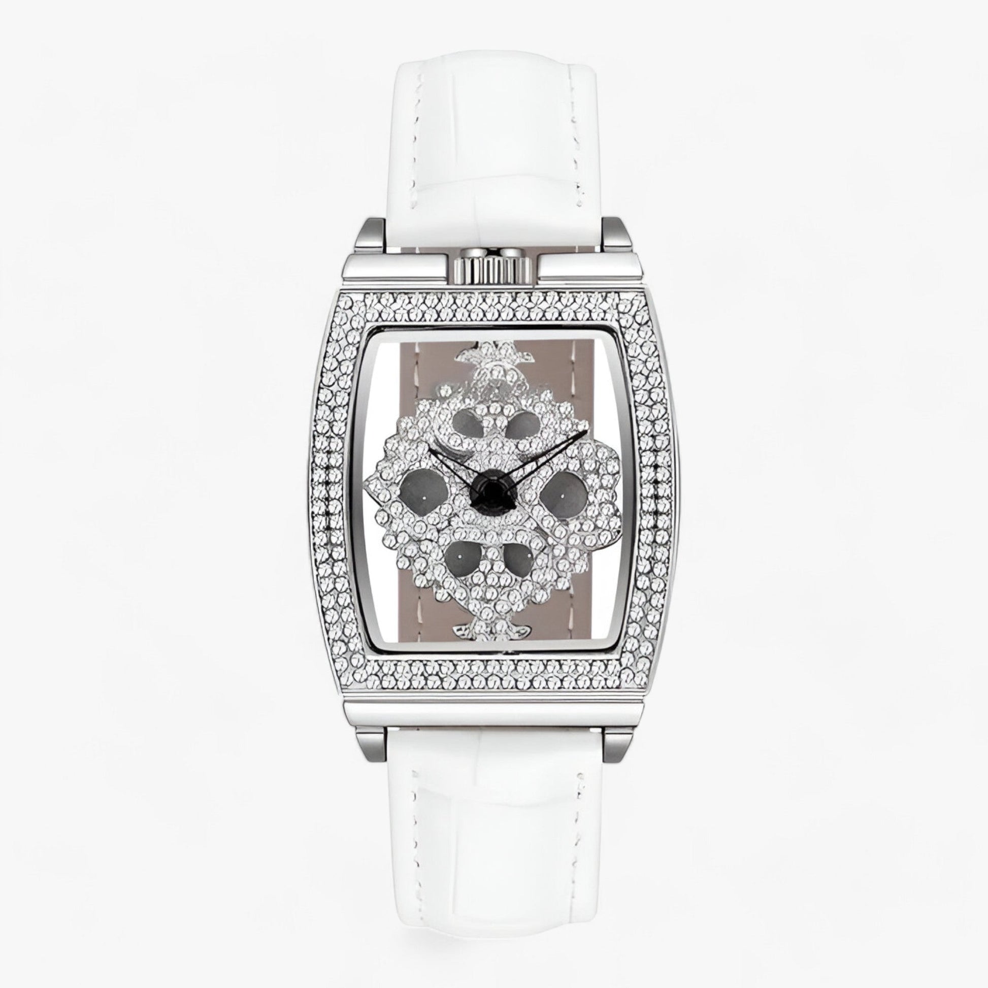 Damklocka Tonneau Skelett Läderarmband Elegant Design-4