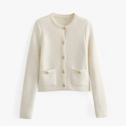 Kvinnors Lång Kofta Stickad Slim Fit Polyester-5