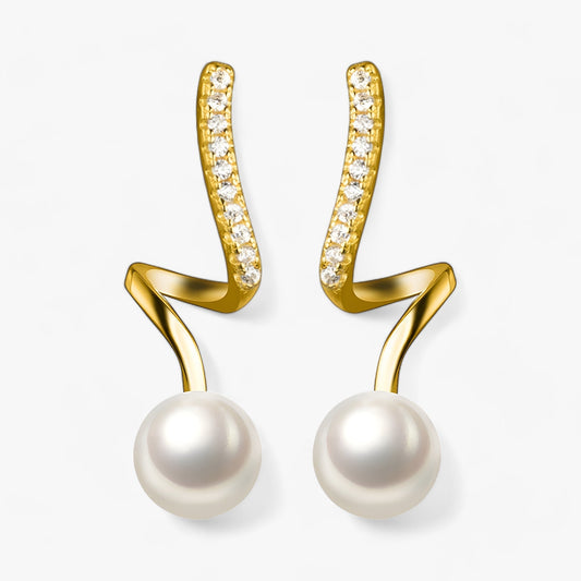 Guld Pärlörhängen med Geometrisk Design och Strass för Kvinnor – Eleganta Festörhängen 1