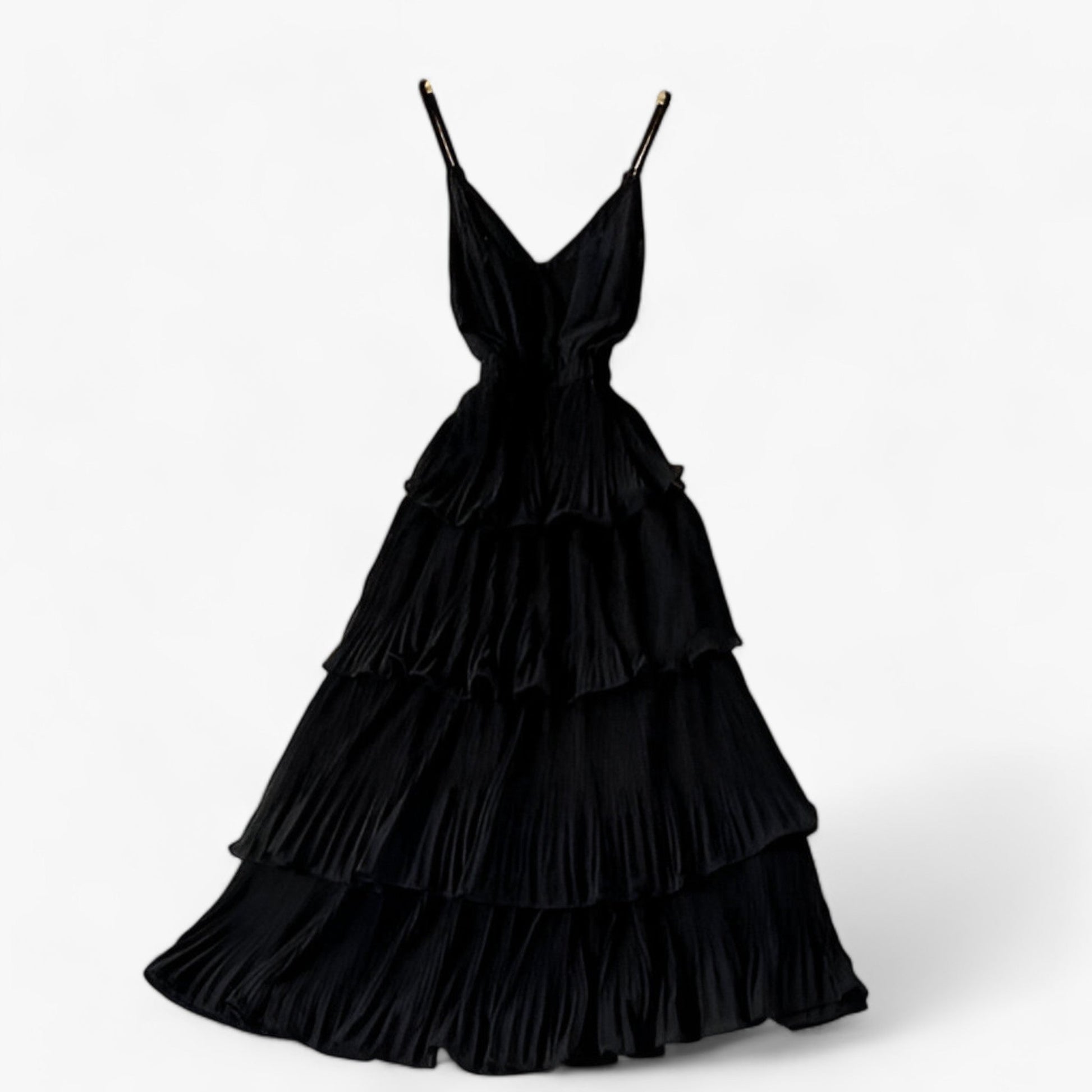 Dam Kamisolklänning V-ringning Ruffle Lätt Polyester 7