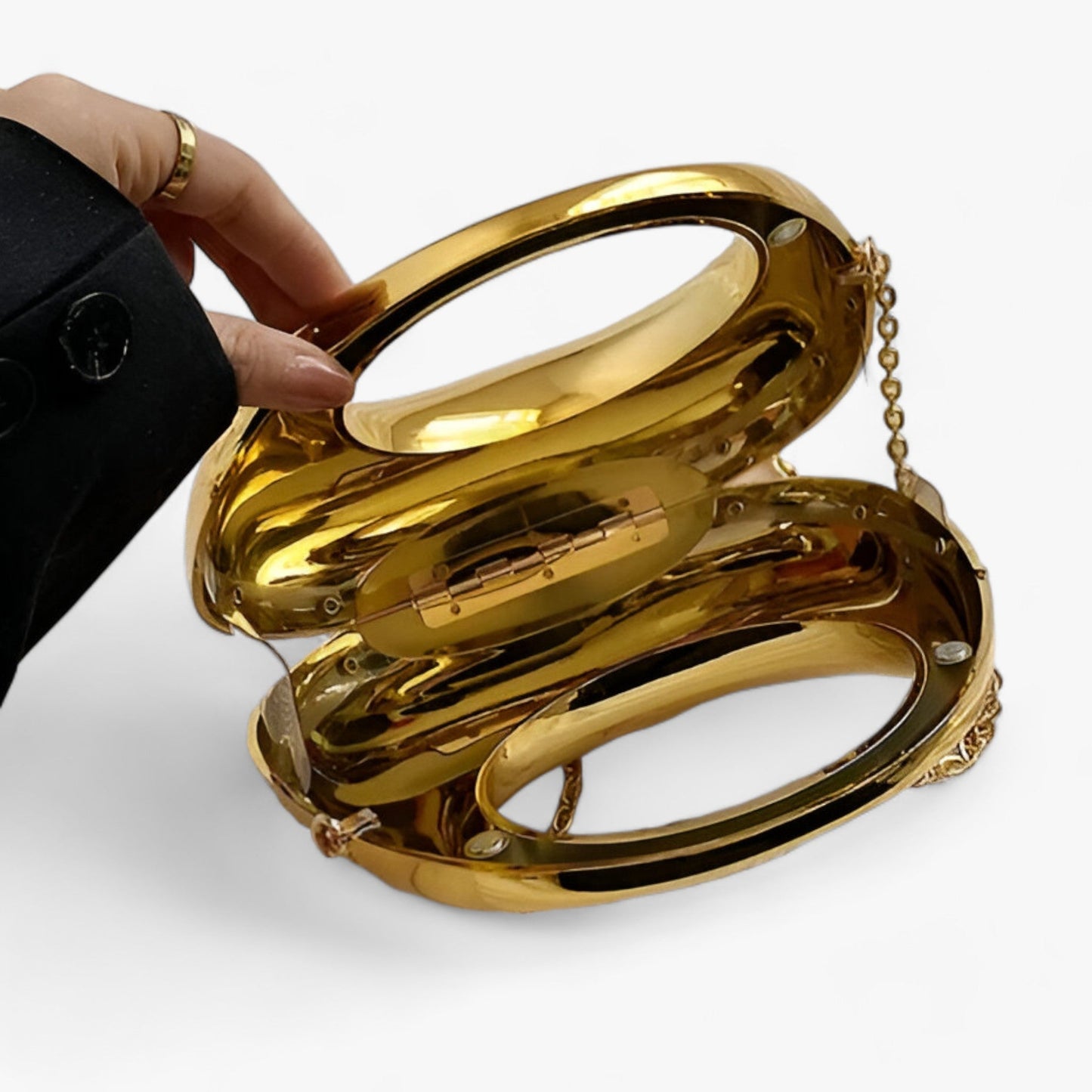 Kvinnors Kvällsväska Elegant Akryl Gyllene Axelrem-3