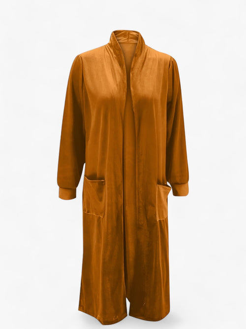 Lång Jacka Dam i Elegant Polyester med Reverskrage för Vår och Höst – Flera Storlekar 1