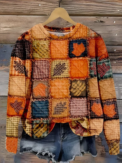 Variant image for Dam Tröja Mjuk Lapptäcksmönster 100% Bomull-1