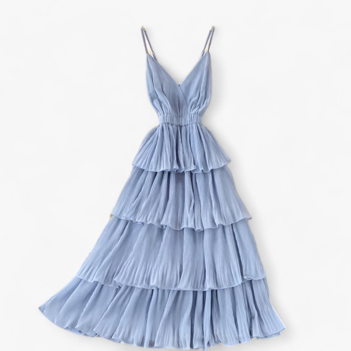 Dam Kamisolklänning V-ringning Ruffle Lätt Polyester 3