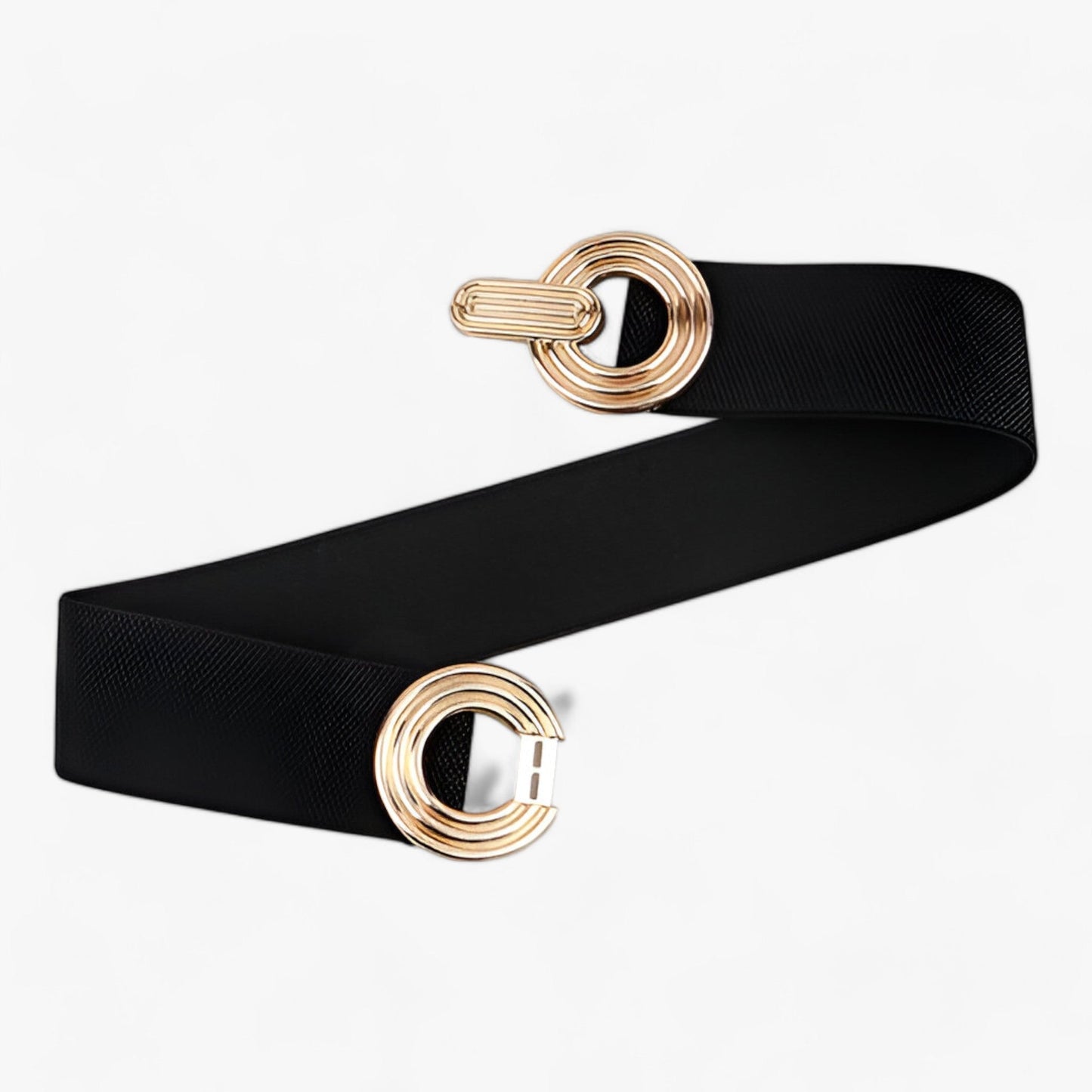 Kvinnors Elastiska Midjebälte Rund Spänne Justerbar Design-3