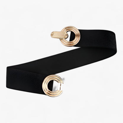 Kvinnors Elastiska Midjebälte Rund Spänne Justerbar Design-3