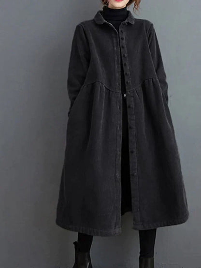 Dam Kappa Elegant Kordmaterial Tidlös Design Mjuk Komfort-4