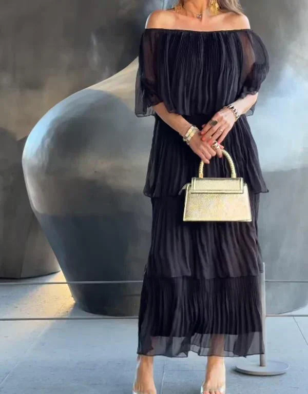 Dam Maxiklänning Tyll Elegant Luftig Design-4