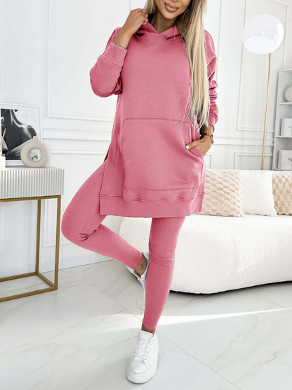 Mjukisset Dam – Tvådelat Set med Hoodtröja och Leggings i Mjuk Polyester och Elastan, Svart 9