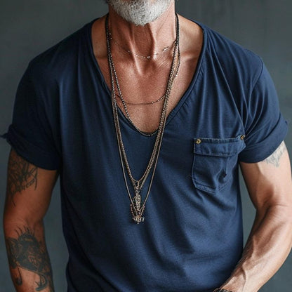 Herr T-shirt Cargo Design Andningsbart Material Avslappnad Passform 2