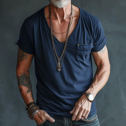 Herr T-shirt Cargo Design Andningsbart Material Avslappnad Passform 1