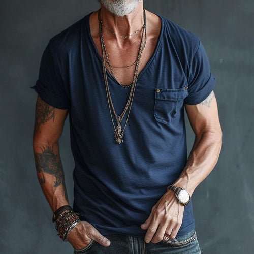 Herr T-shirt Cargo Design Andningsbart Material Avslappnad Passform 1