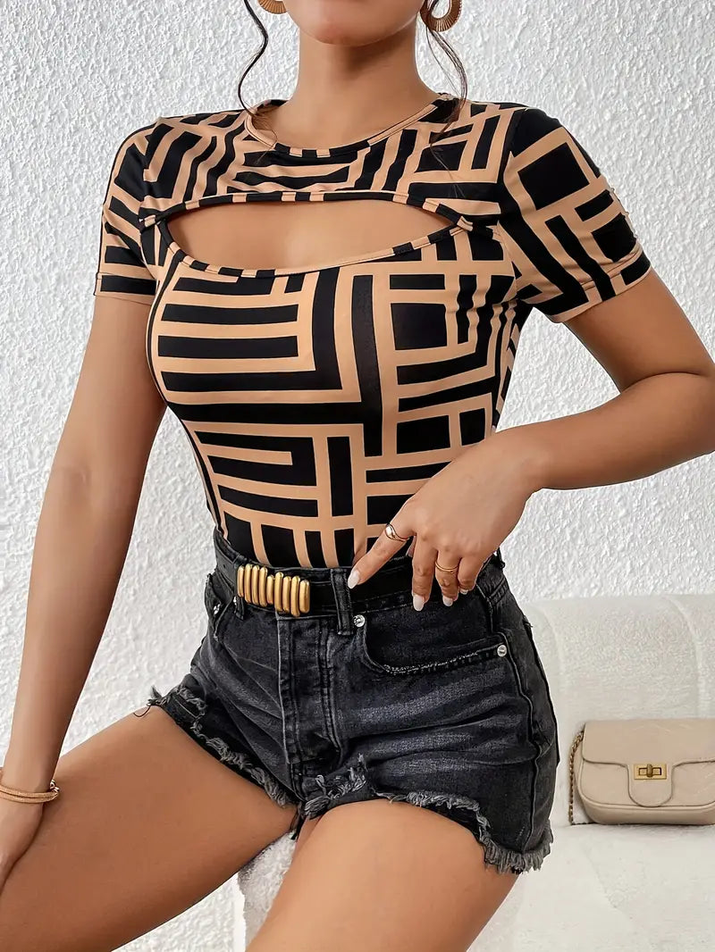 Dam T-shirt Klyvning Andningsbart Material-2