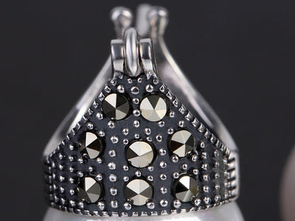 Damörhängen Pärlörhängen i 926 Sterling Silver med Naturliga Skalpärlor-3