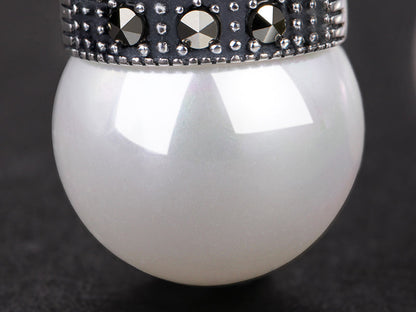Damörhängen Pärlörhängen i 926 Sterling Silver med Naturliga Skalpärlor-2