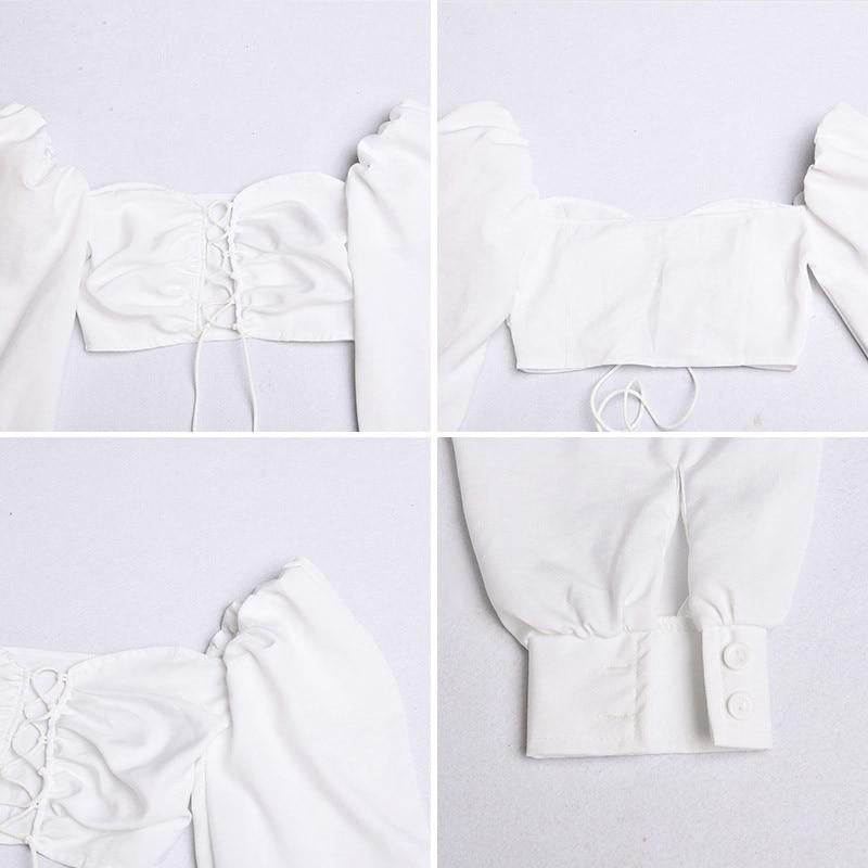 Kvinnors Kortärmad Topp med Puffärmar i Polyester – Elegant Enfärgad Design för Vardag och Fest 4