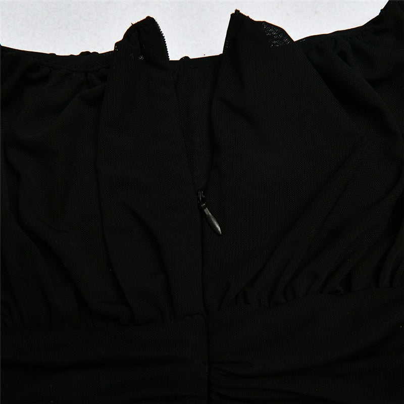 Dam Bodysuit Båthalsring Puffärmar Polyester-Spandex-3