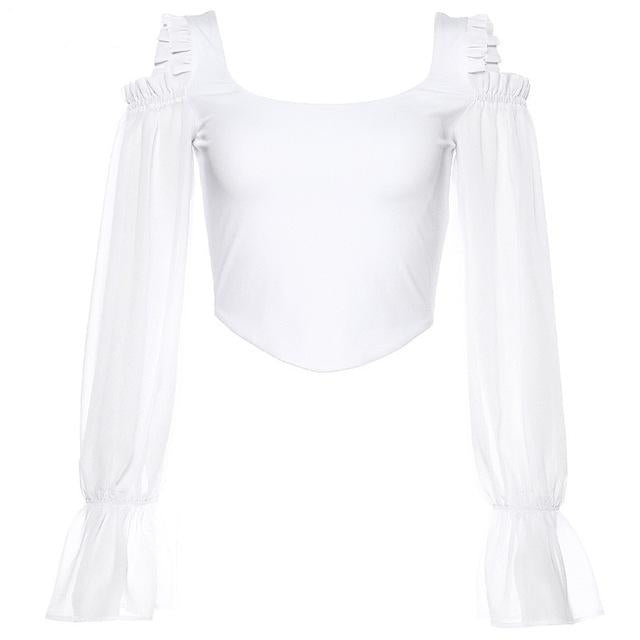 Variant image for Kvinnors Off-Shoulder Topp Utsvängda Ärmar Polyester Spandex-1