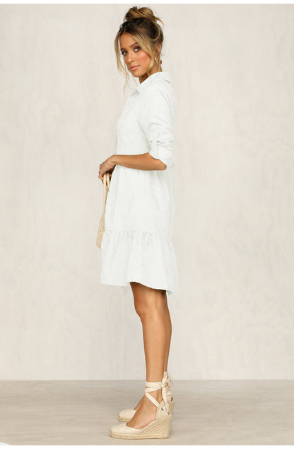 Dam Linnekjol med Ruffles Högkvalitativt Linne-4