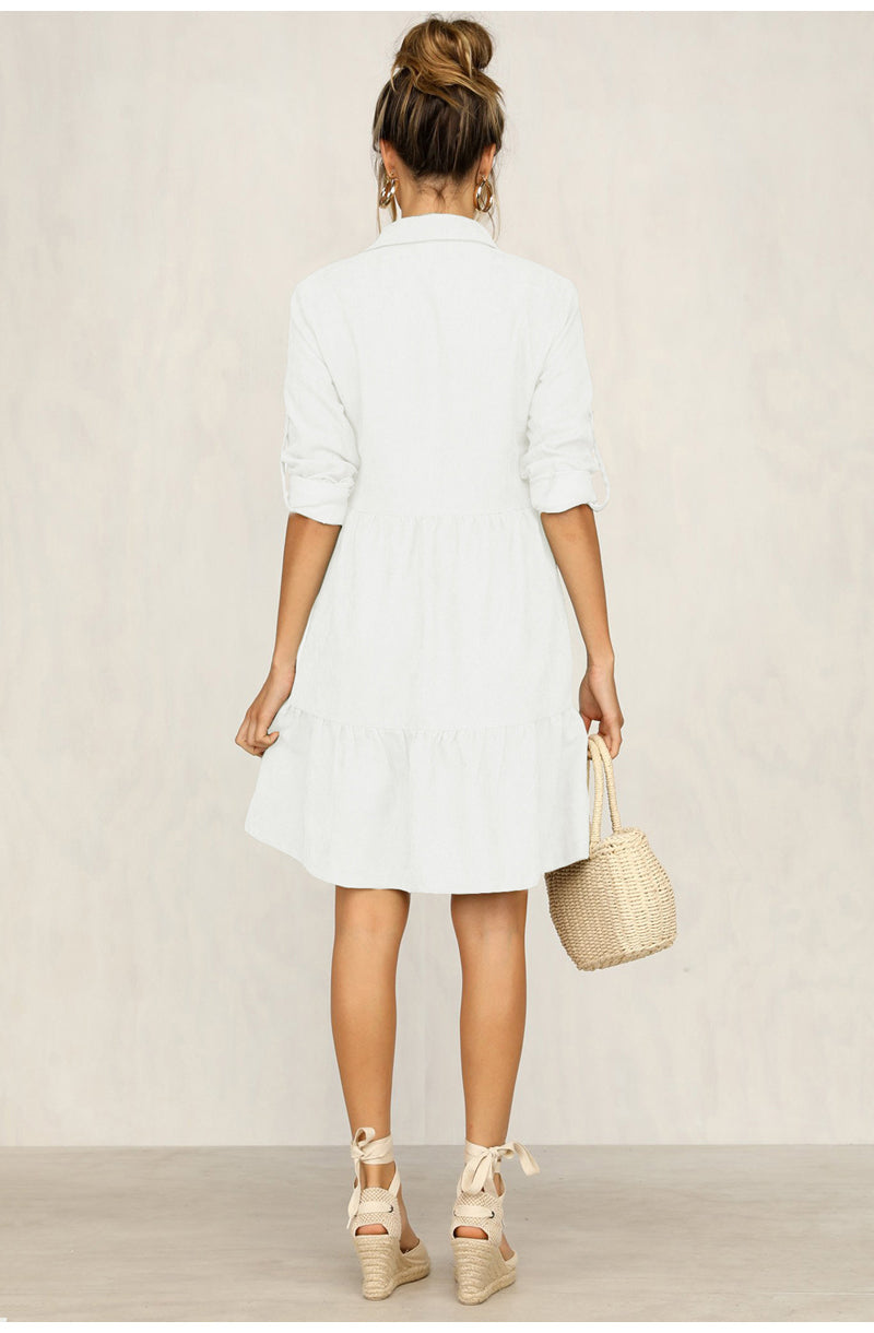 Dam Linnekjol med Ruffles Högkvalitativt Linne-5