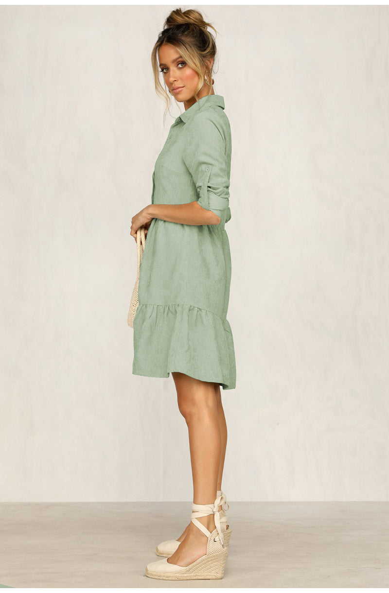 Dam Linnekjol med Ruffles Högkvalitativt Linne-2