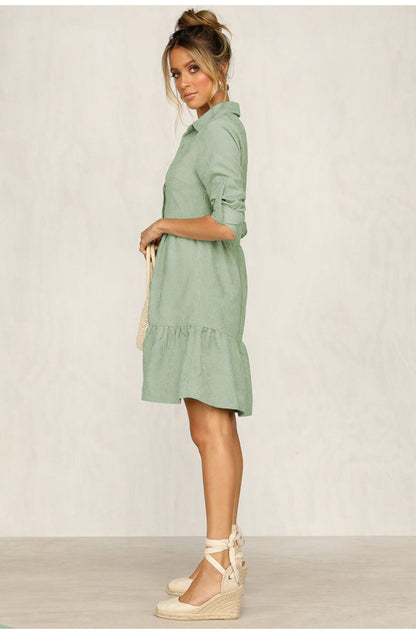 Dam Linnekjol med Ruffles Högkvalitativt Linne-2