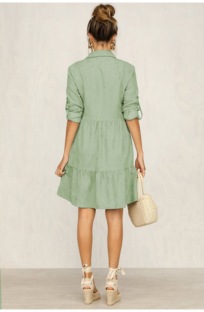 Dam Linnekjol med Ruffles Högkvalitativt Linne-3