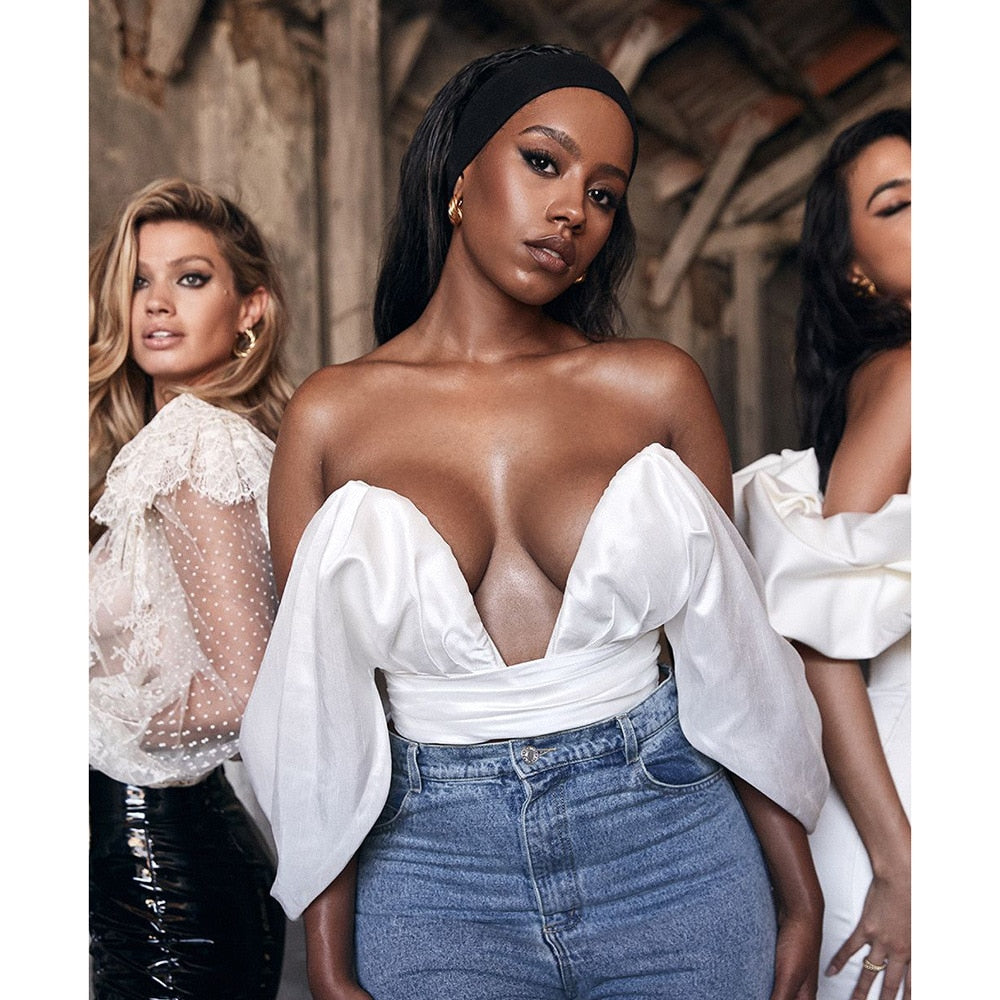 Dam Off-Shoulder Crop Top Satin-2