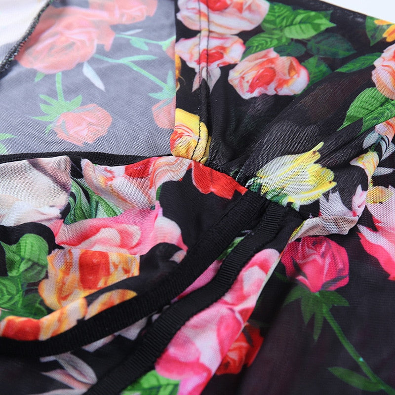 Kvinnors Crop Top Blommig Fyrkantig Krage Polyester Spandex-6