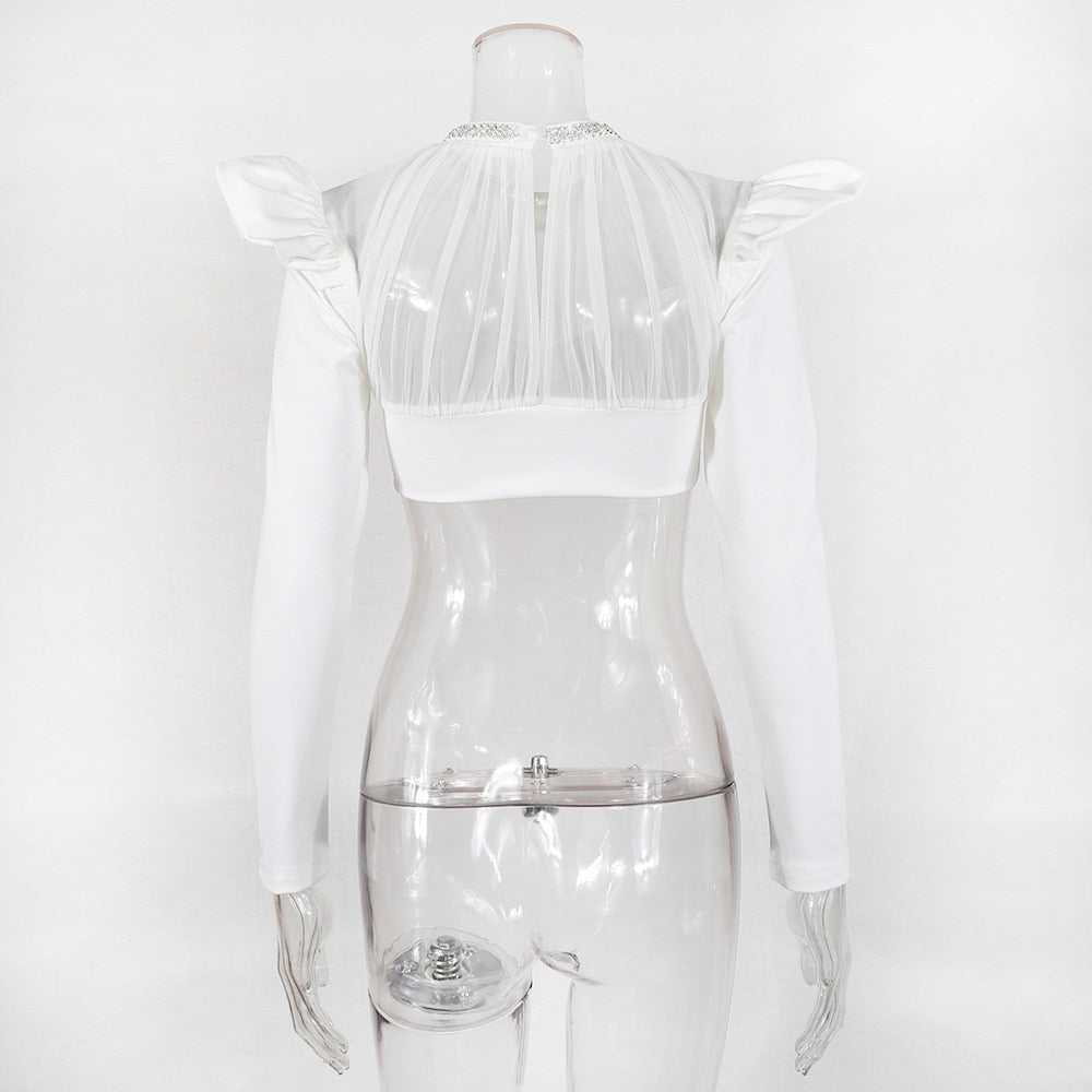 Kvinnors Festtop med Ryschärmar Polyester Spandex-6