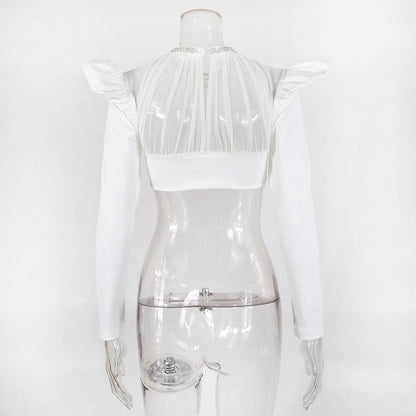 Kvinnors Festtop med Ryschärmar Polyester Spandex-6