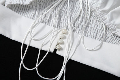 Kvinnors Crop Top V-ringad Puffärmar Polyester Spandex-6