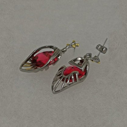 Damörhängen Geometrisk Design Nickelfritt Med Röd Zirkonia-5