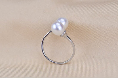 Ring i 925 Sterling Silver med Sötvattenspärlor Vattendroppsform-3