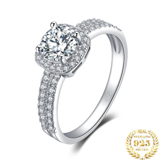Ring i 925 Sterling Silver Geometrisk Design med Zirkon Detalj-1