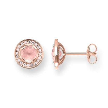 Kvinnors Runda Örhängen i 925 Sterling Silver med Rosa Kristaller-2