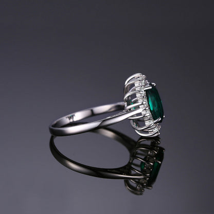 Damring Simulerad Smaragd Oval 925 Sterling Silver-4