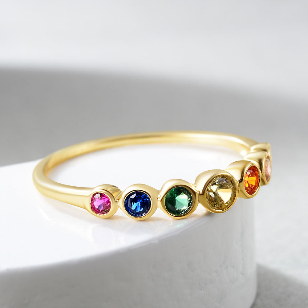 Cirkulär Ring i 925 Sterling Silver med Färgglada Zirconia Stenar – Elegant och Tidslös Smycke för Kvinnor 2
