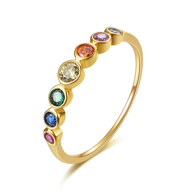 Cirkulär Ring i 925 Sterling Silver med Färgglada Zirconia Stenar – Elegant och Tidslös Smycke för Kvinnor 8
