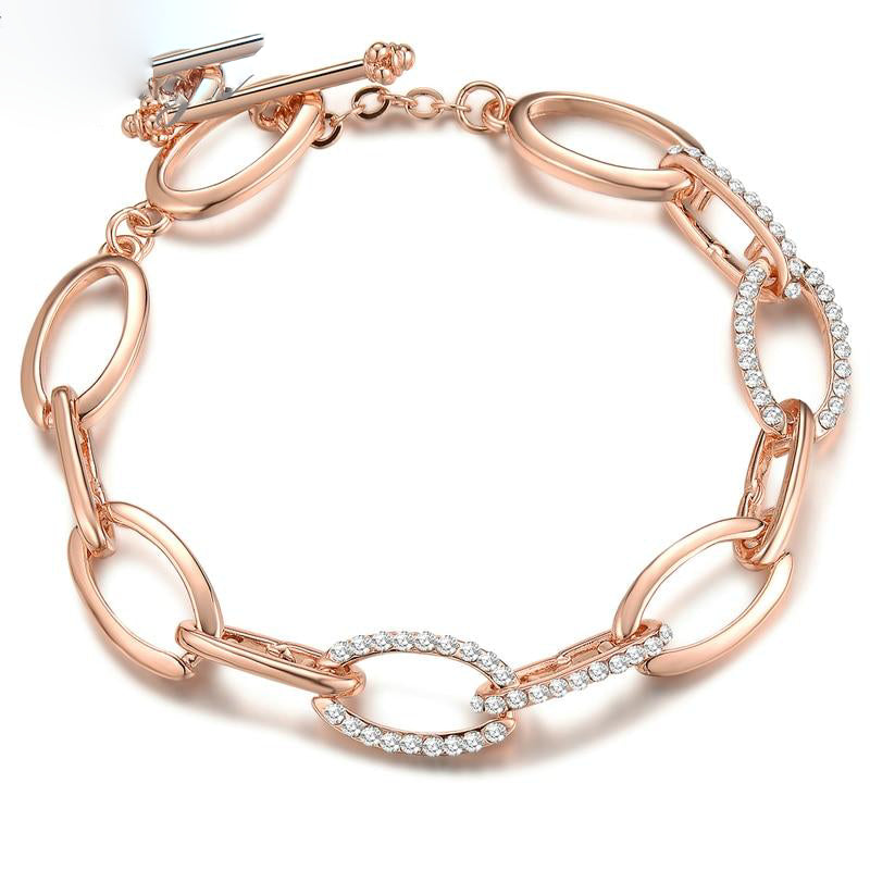 Kvinnors Armband Kedjearmband i Roséguld med Kristaller 2