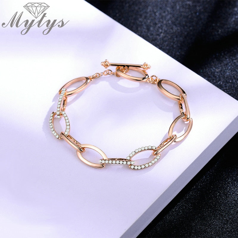 Kvinnors Armband Kedjearmband i Roséguld med Kristaller 4