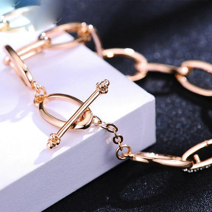 Kvinnors Armband Kedjearmband i Roséguld med Kristaller 3