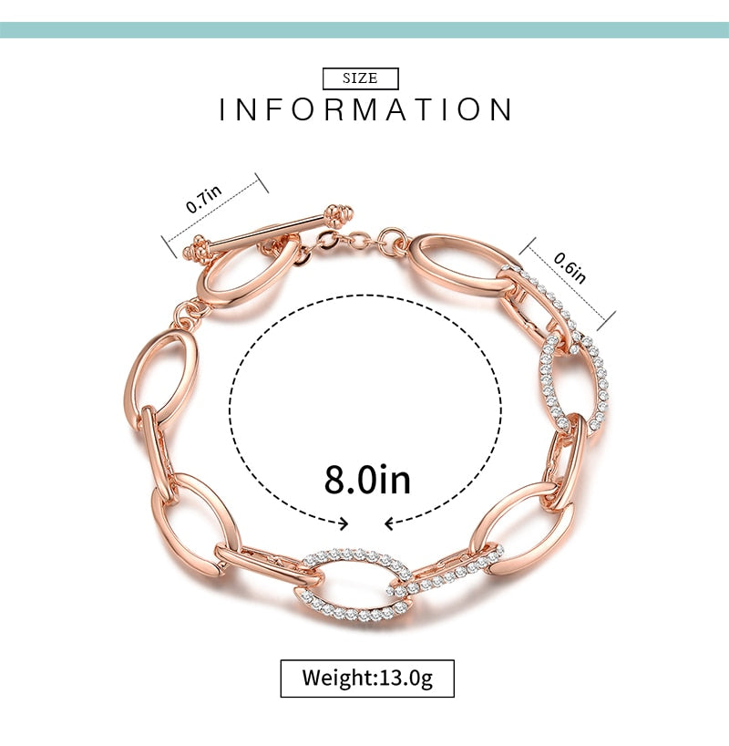 Kvinnors Armband Kedjearmband i Roséguld med Kristaller 5