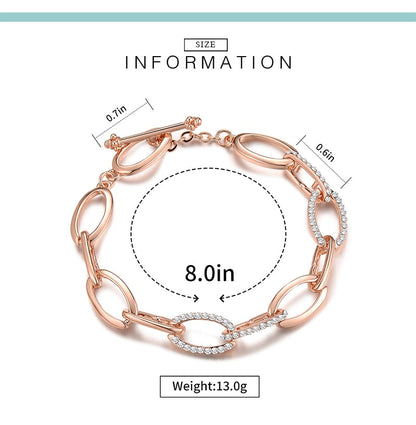 Kvinnors Armband Kedjearmband i Roséguld med Kristaller 5