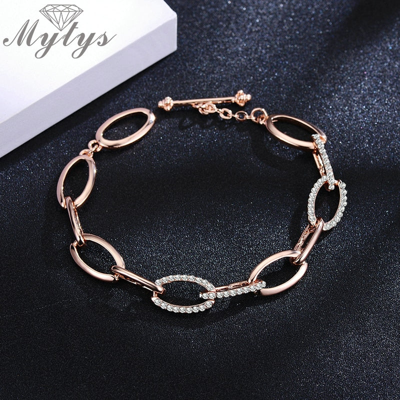 Kvinnors Armband Kedjearmband i Roséguld med Kristaller 6