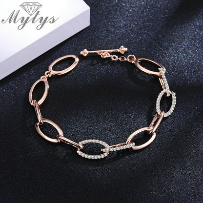Kvinnors Armband Kedjearmband i Roséguld med Kristaller 6