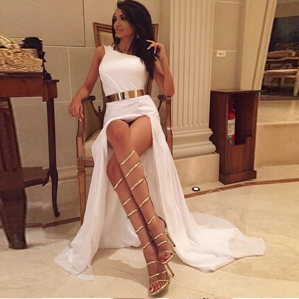 Kvinnors Gladiator Sandaler Hög Klack PU Gummi-6