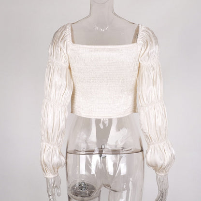 Damklänning Off-Shoulder med Lanternärm och Volang i Polyester och Spandex-3