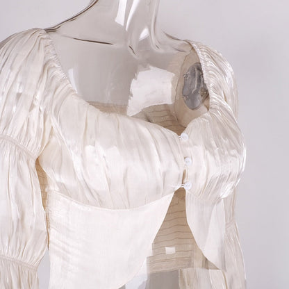 Damklänning Off-Shoulder med Lanternärm och Volang i Polyester och Spandex-6