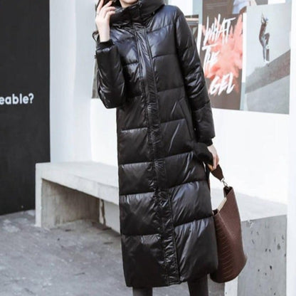 Lång Vinterrock Dam Figursydd Bomull Polyester-3